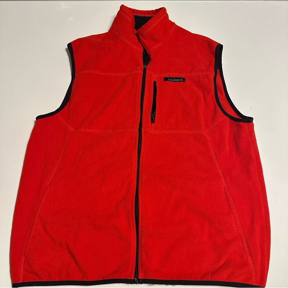 Timberland Men Red Large Fleece Vest - Picture 1 of 8